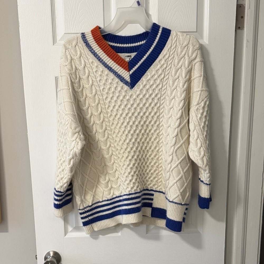 J.ING OVERSIZED Blue and Orange Cable Knit Sweater